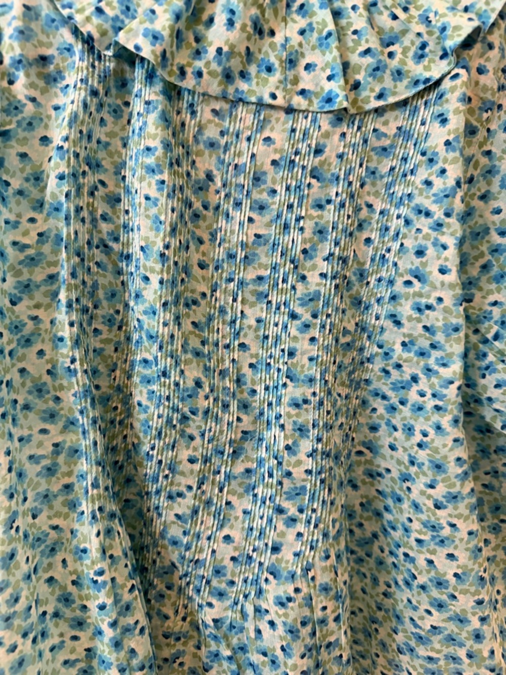 Doen Henri Blue Daisy Fields Floral Ruffle Blouse XS - Picture 8 of 8